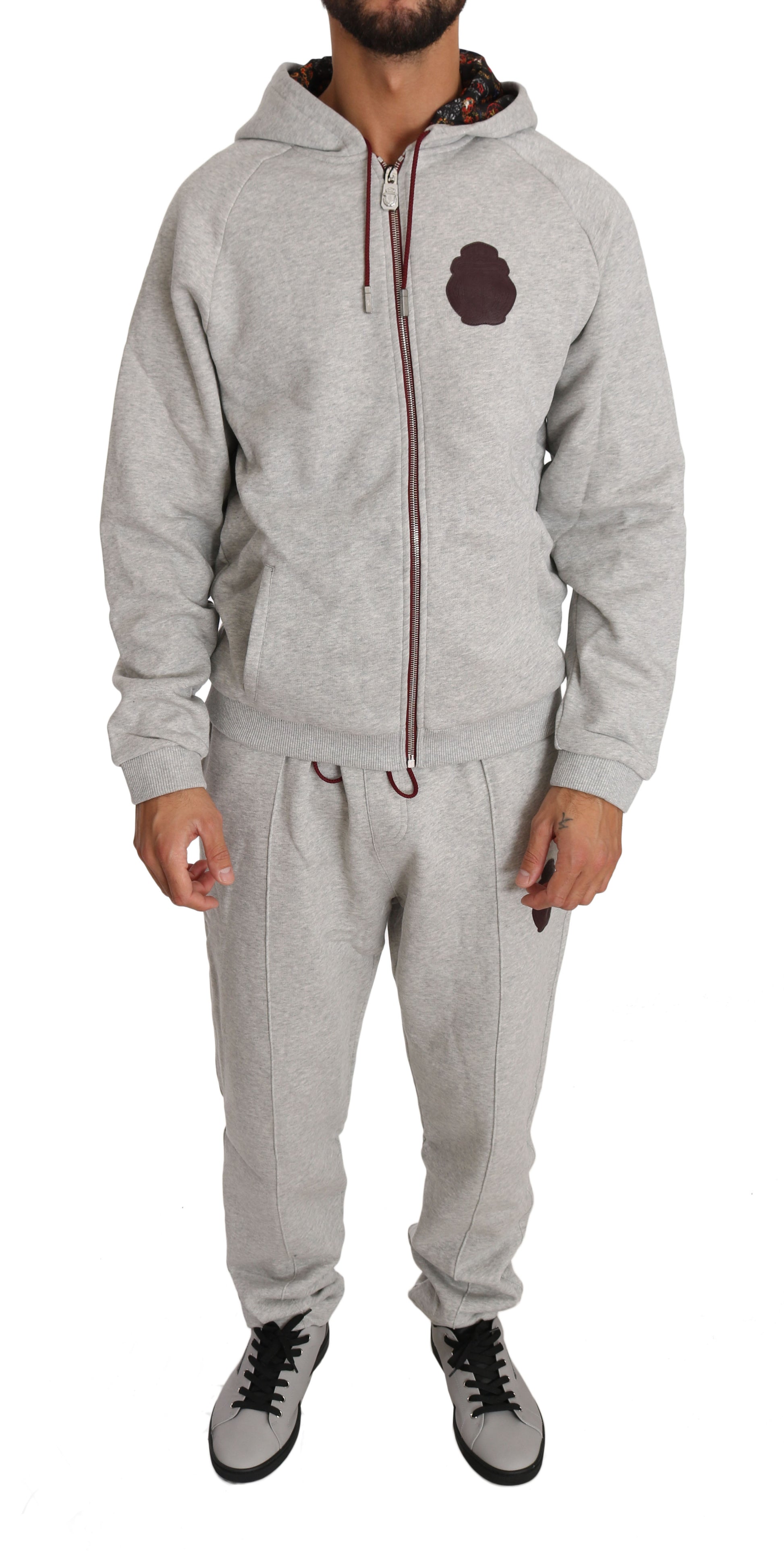 Elegant Gray Hooded Sweatsuit Ensemble - GLAMHUB BOUTIQUE 