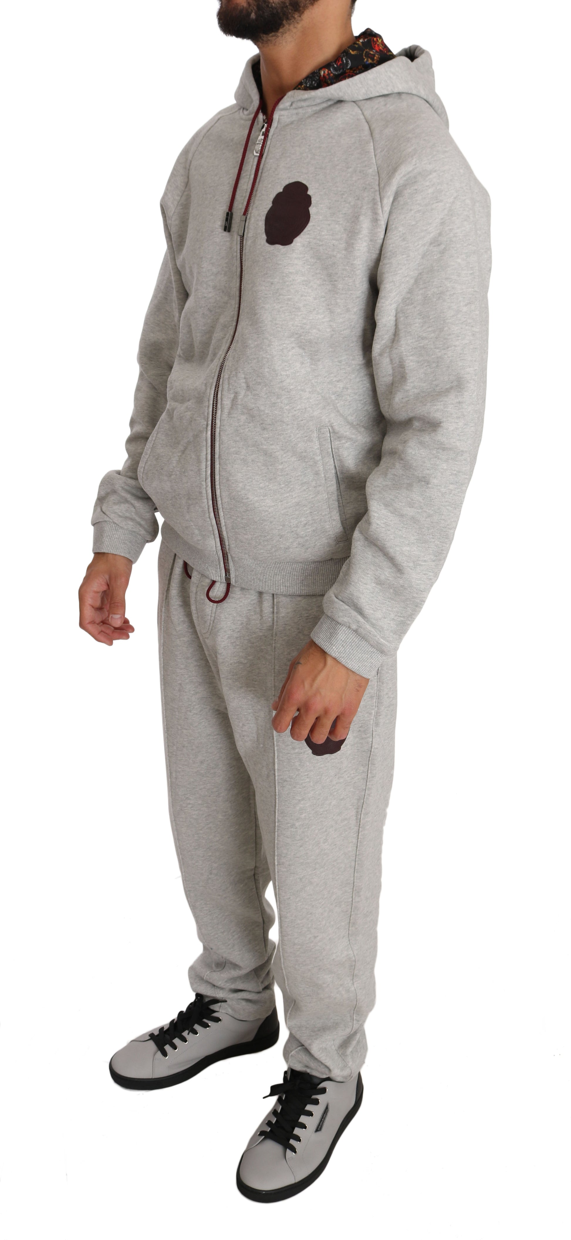 Elegant Gray Hooded Sweatsuit Ensemble - GLAMHUB BOUTIQUE 