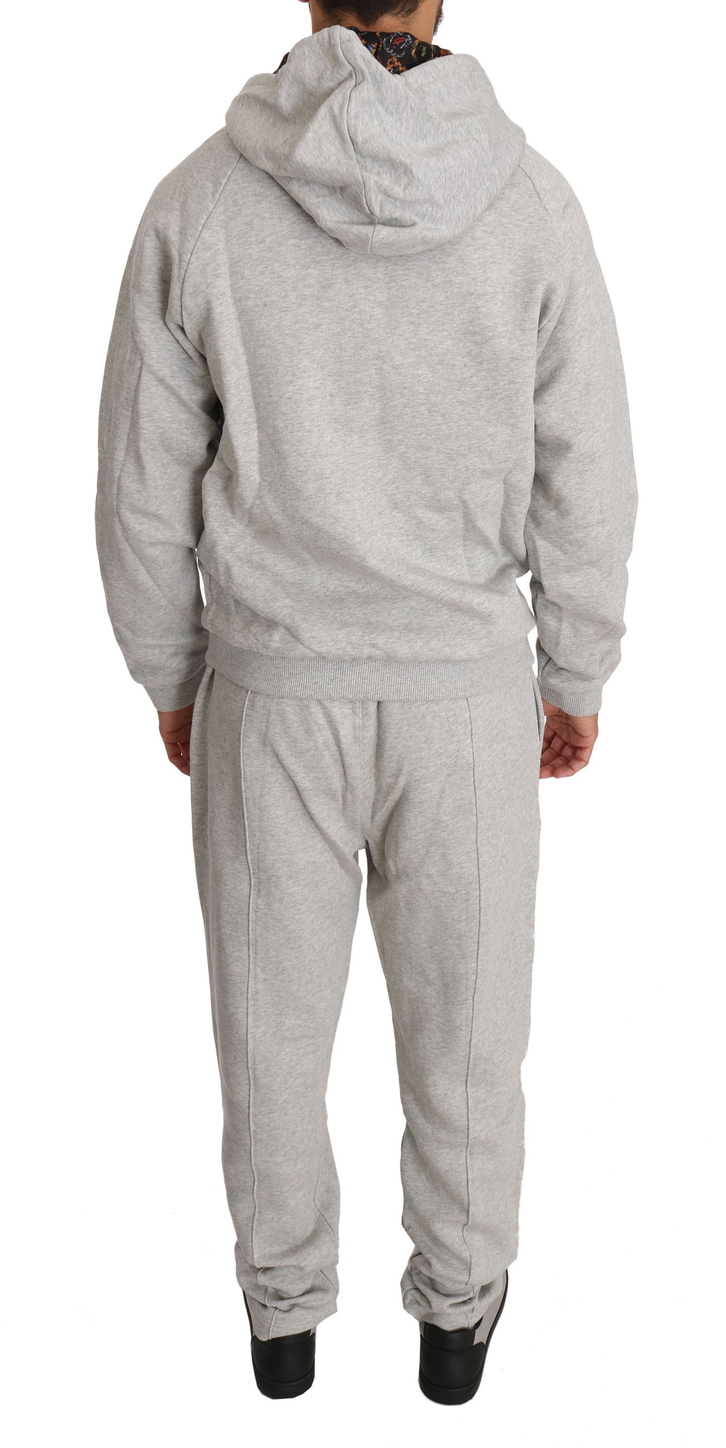 Elegant Gray Hooded Sweatsuit Ensemble - GLAMHUB BOUTIQUE 