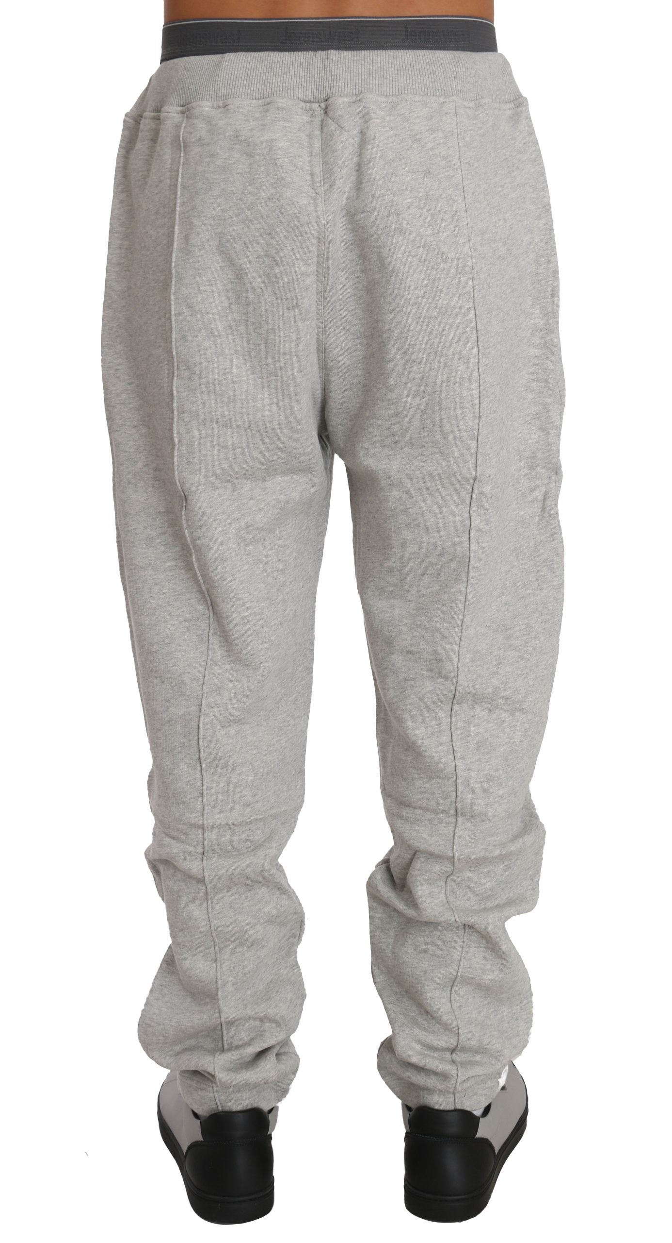 Elegant Gray Cotton Sweatsuit Ensemble - GLAMHUB BOUTIQUE 