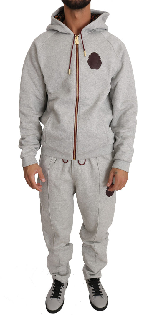 Elegant Gray Cotton Sweatsuit Ensemble - GLAMHUB BOUTIQUE 