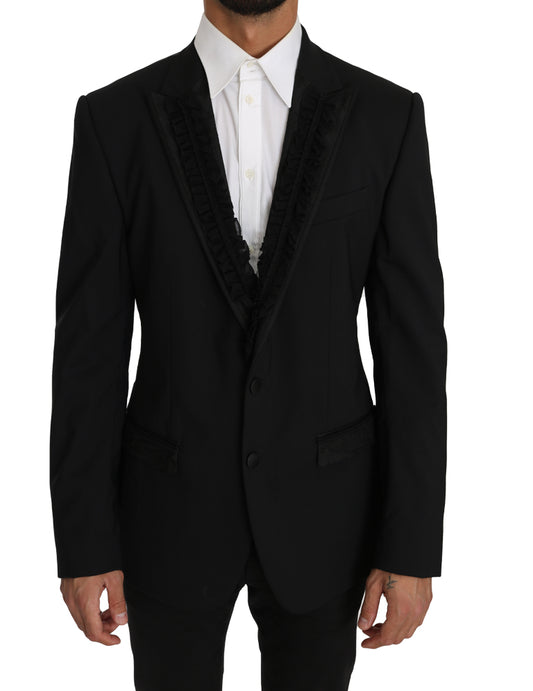 Elegant Black Slim Fit Martini Blazer Jacket - GlamHub Luxury and Icon Brand Clothing