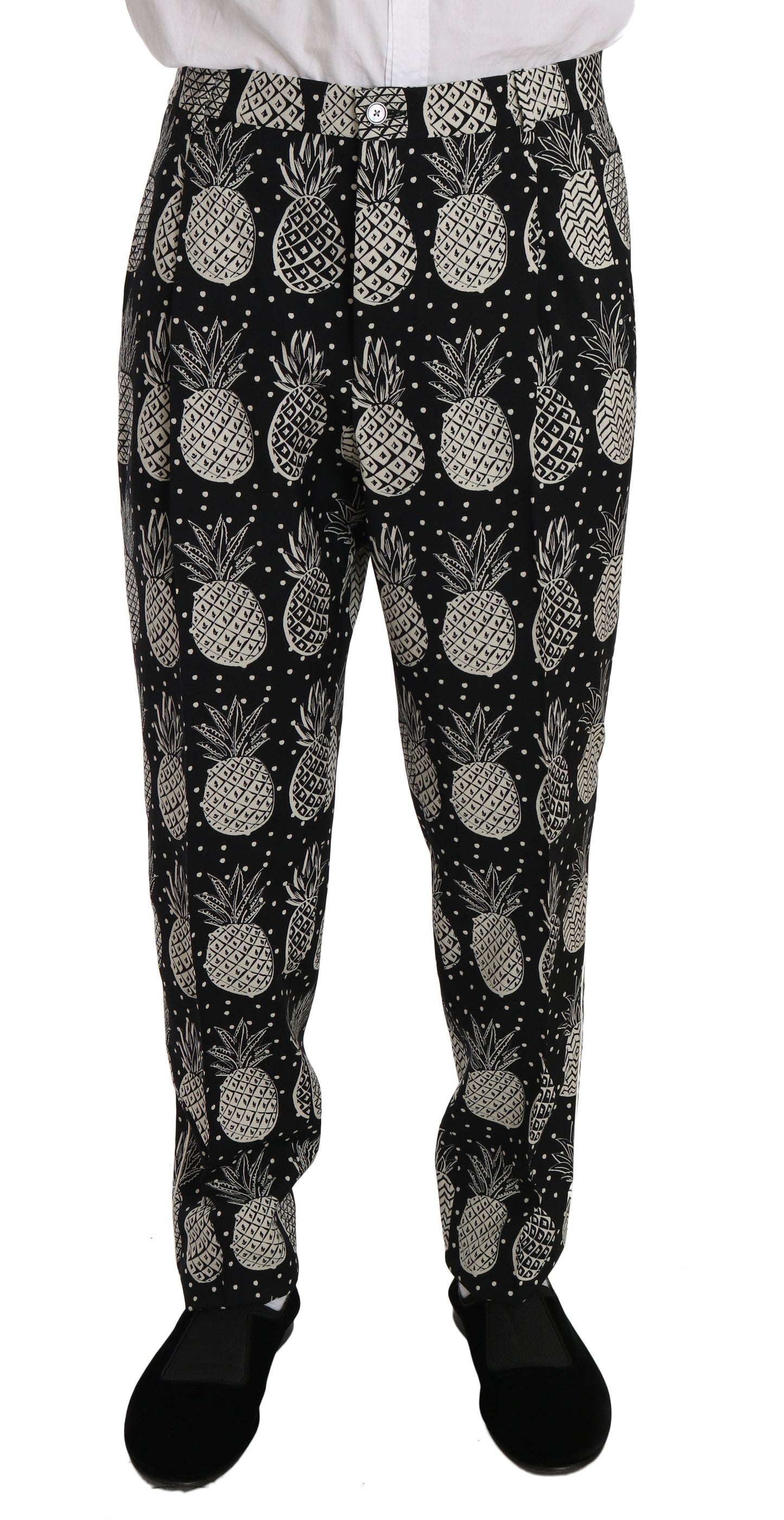 Chic Black Pineapple Print Wool Suit - GlamHub Luxury and Icon Brand Clothing