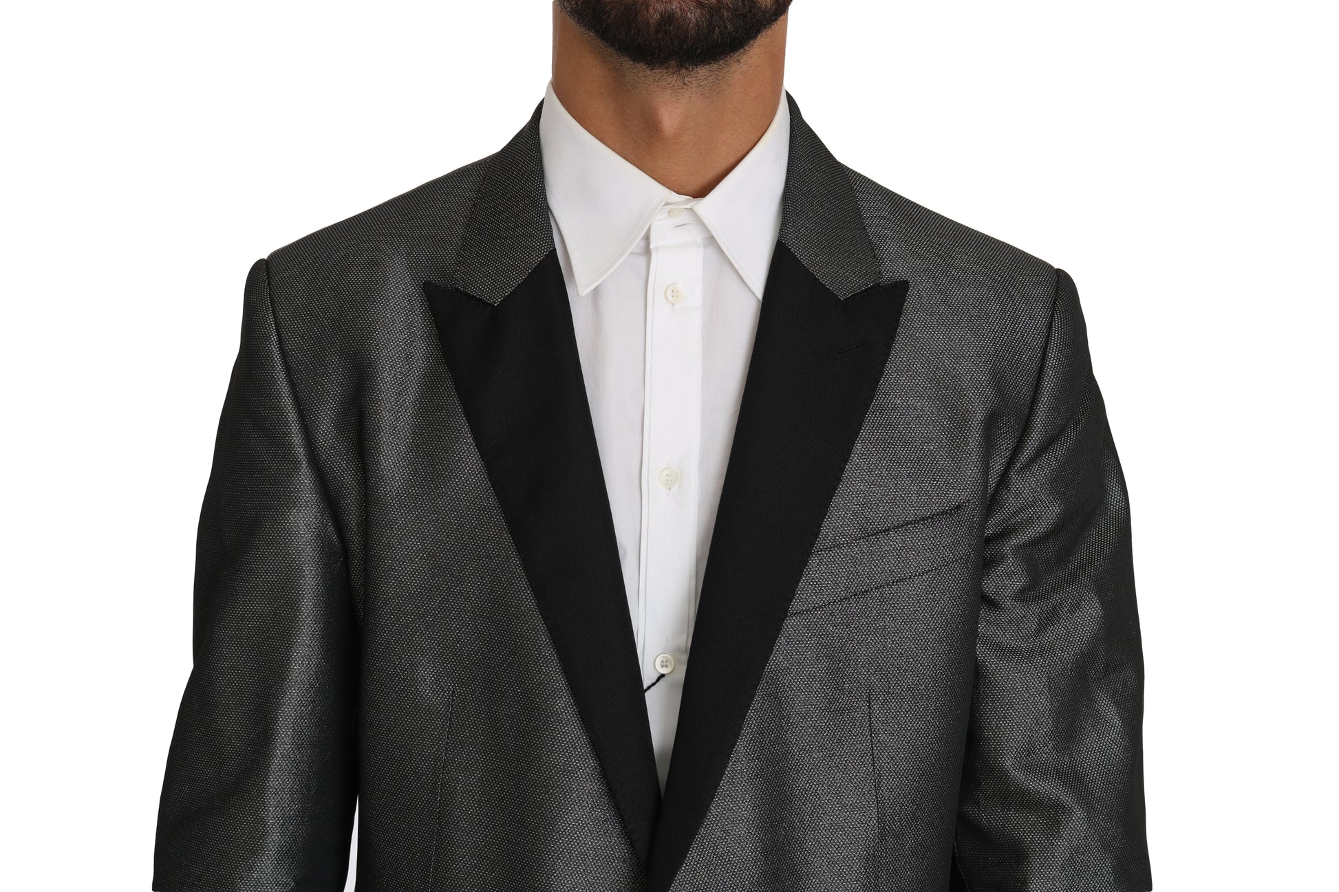 Elegant Gray Patterned Martini Suit - GlamHub Luxury and Icon Brand Clothing