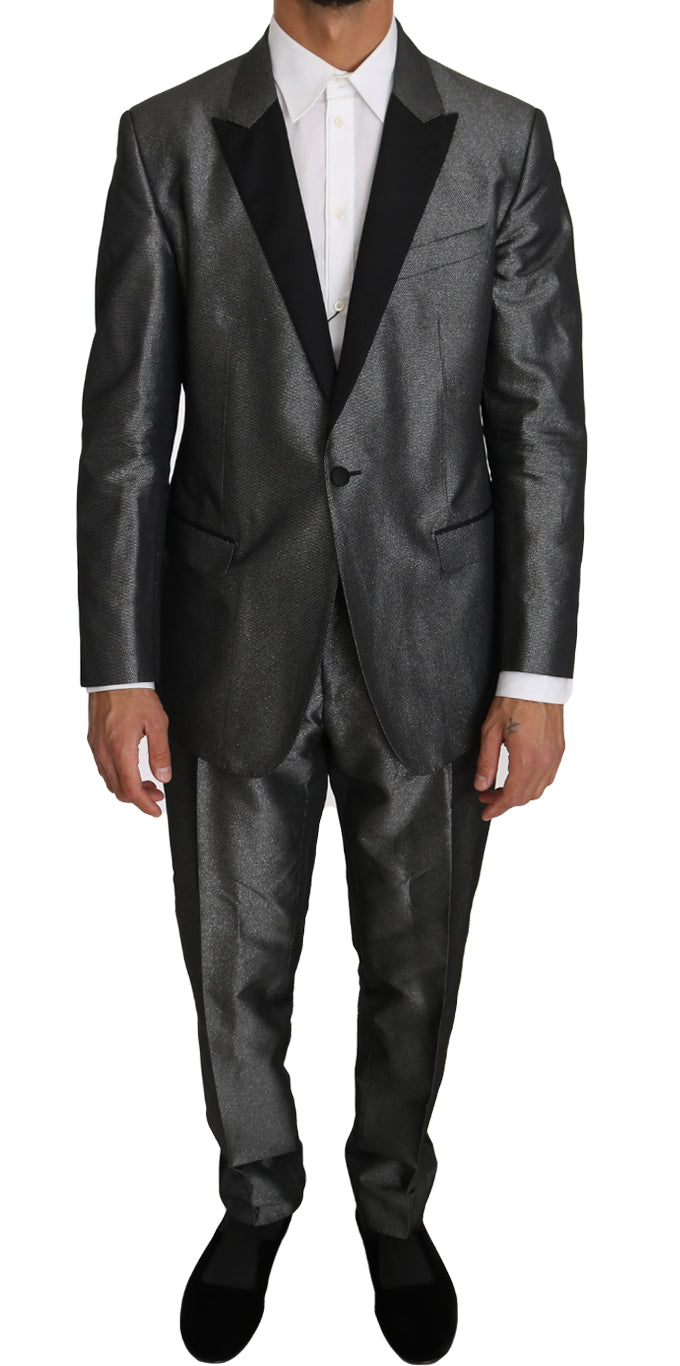 Elegant Gray Patterned Martini Suit - GlamHub Luxury and Icon Brand Clothing