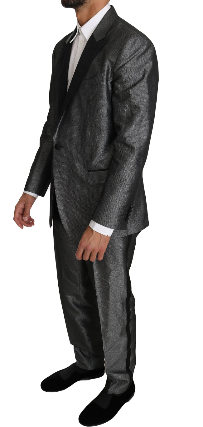 Elegant Gray Patterned Martini Suit - GlamHub Luxury and Icon Brand Clothing