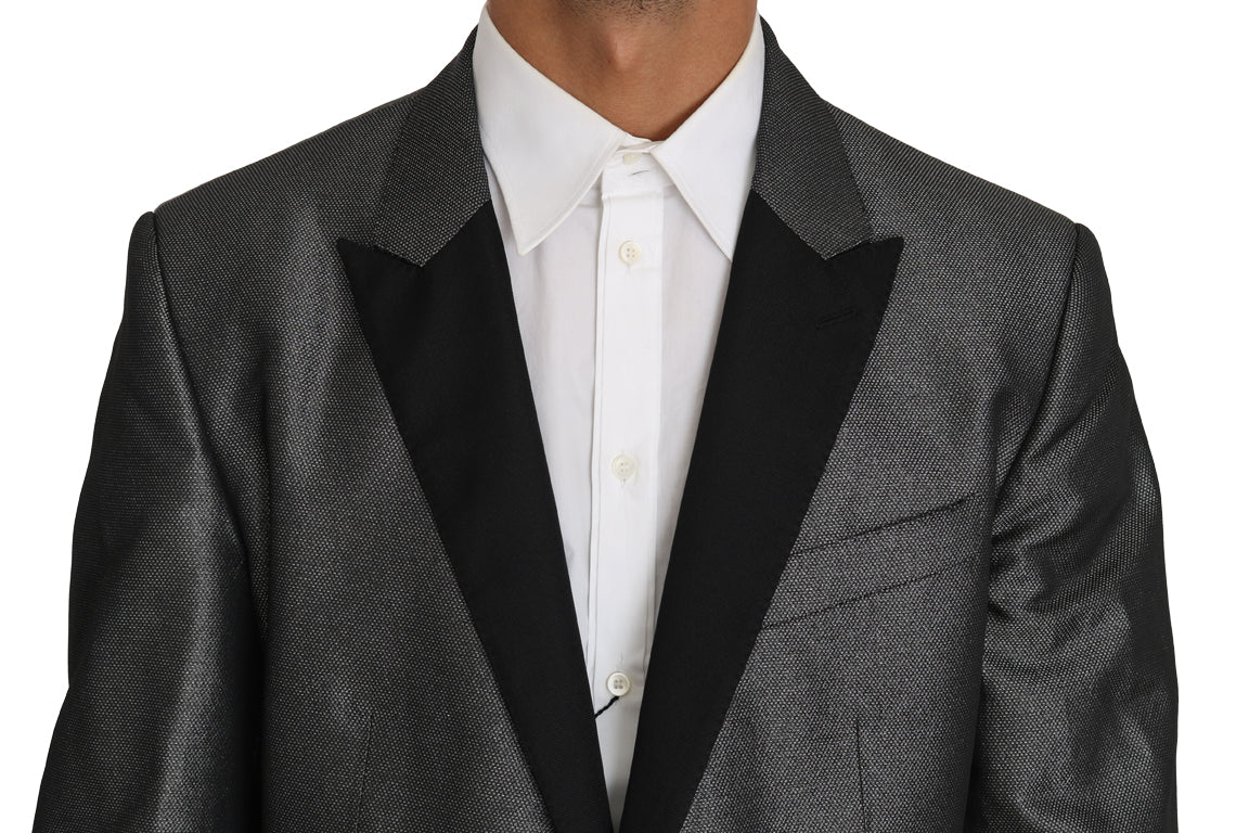 Elegant Gray Patterned Martini Suit - GlamHub Luxury and Icon Brand Clothing