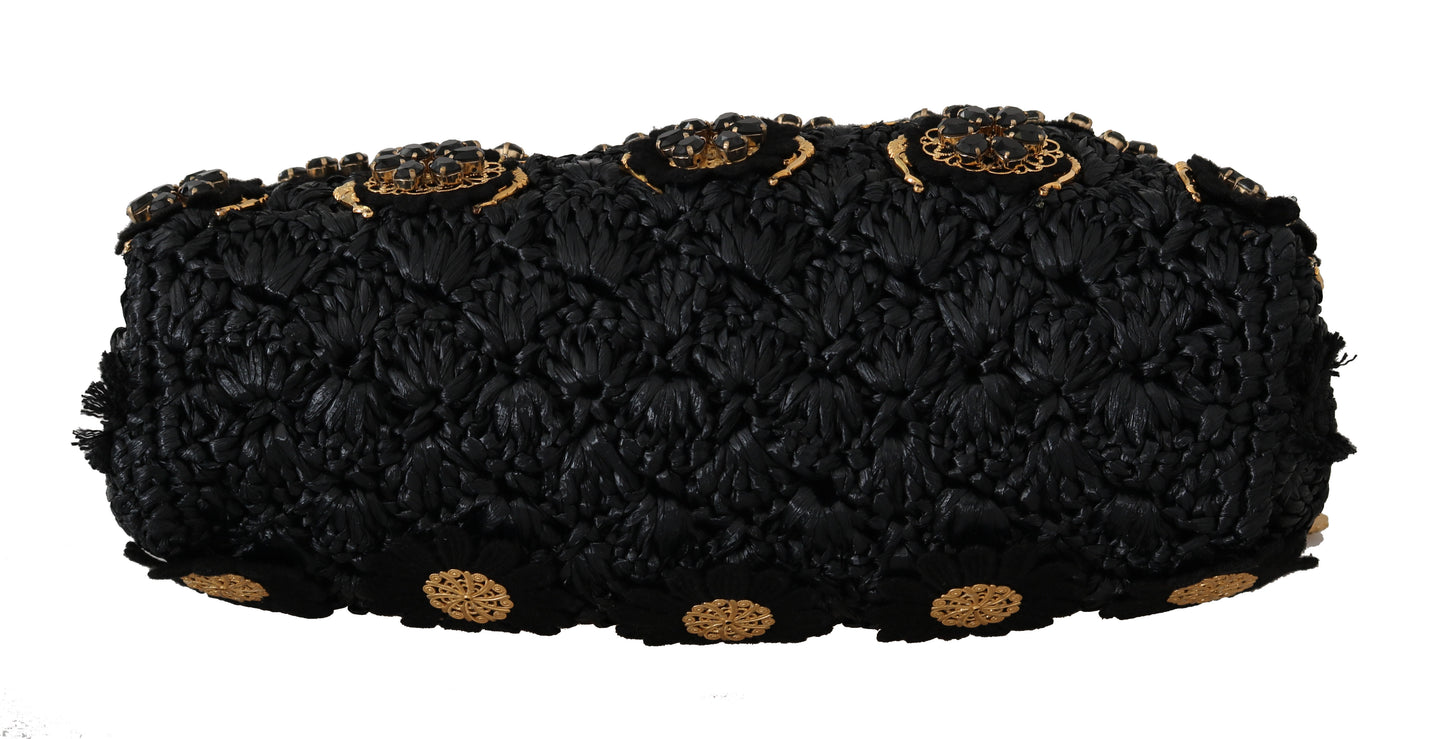 Black Tassel Gold Baroque Crystal Evening Clutch - GlamHub Luxury and Icon Brand Clothing