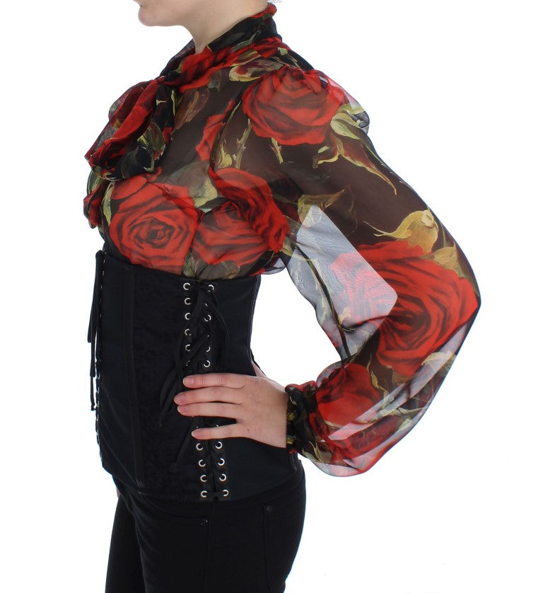 Elegant Black Floral Brocade Corset Belt - GlamHub Luxury and Icon Brand Clothing