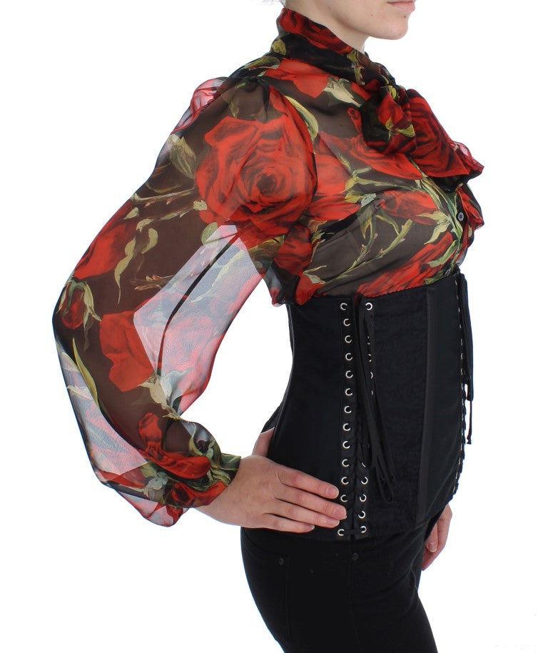 Elegant Black Floral Brocade Corset Belt - GlamHub Luxury and Icon Brand Clothing