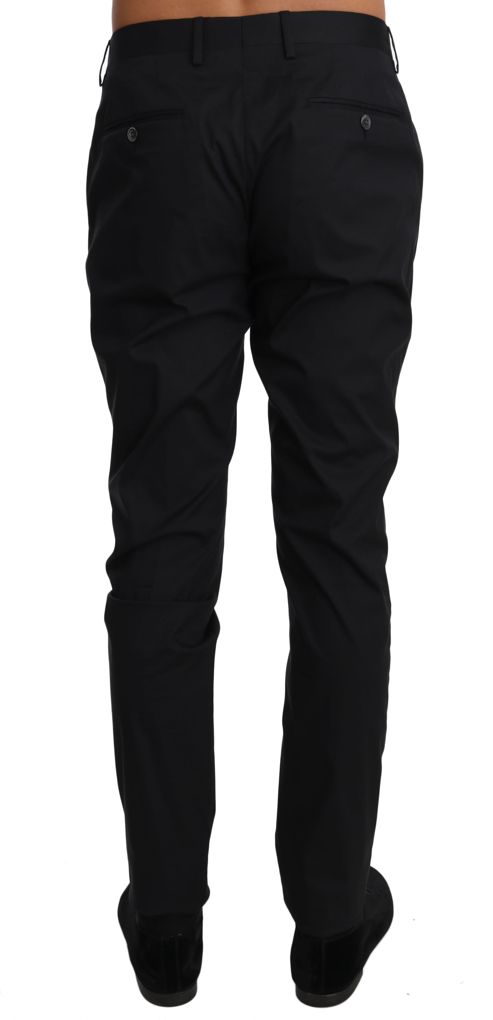 Elegant Black Formal Wool-Blend Trousers - GlamHub Luxury and Icon Brand Clothing