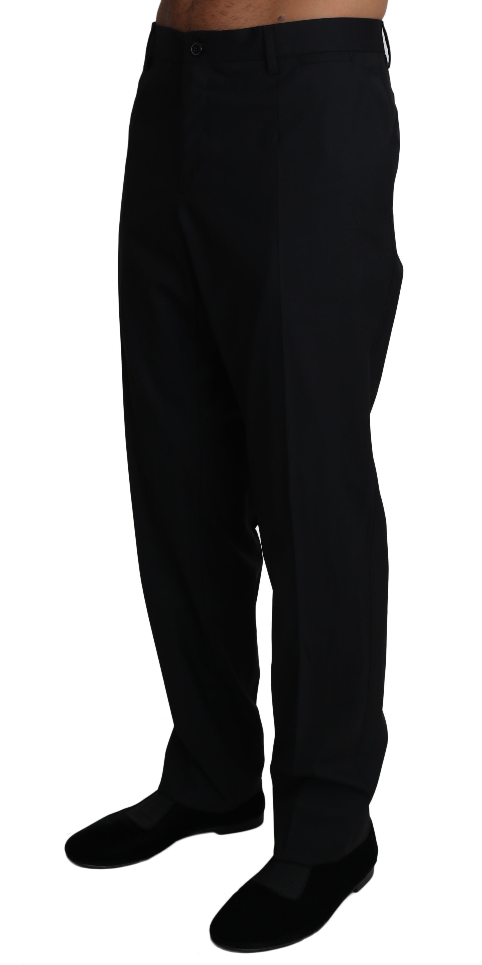 Elegant Black Formal Wool Blend Trousers - GlamHub Luxury and Icon Brand Clothing