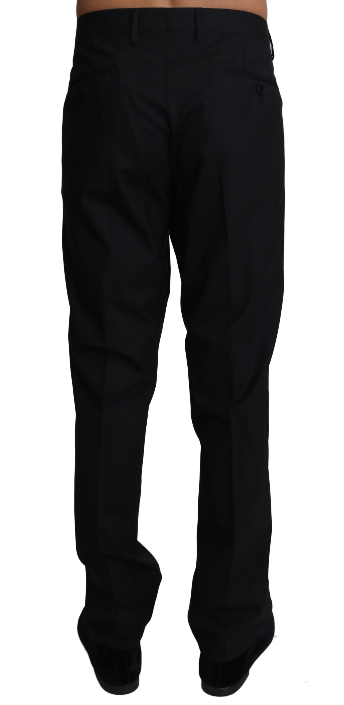 Elegant Black Formal Wool Blend Trousers - GlamHub Luxury and Icon Brand Clothing