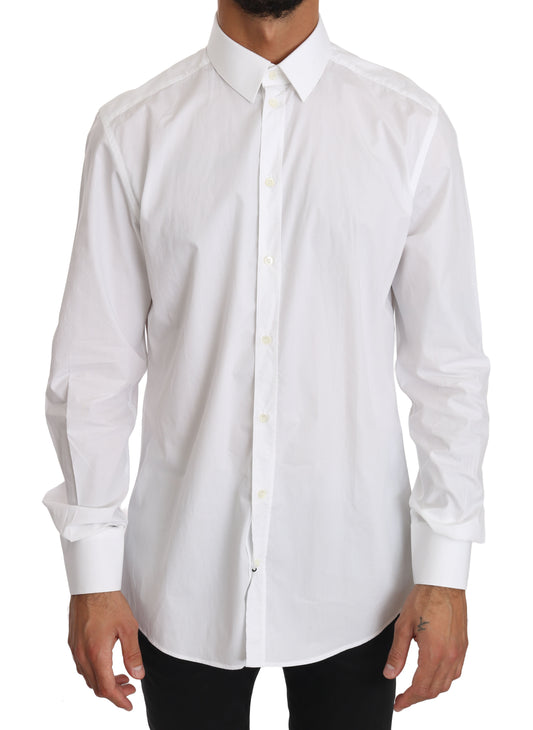 Elegant Slim Fit Dress Shirt in Pure White - GlamHub Luxury and Icon Brand Clothing