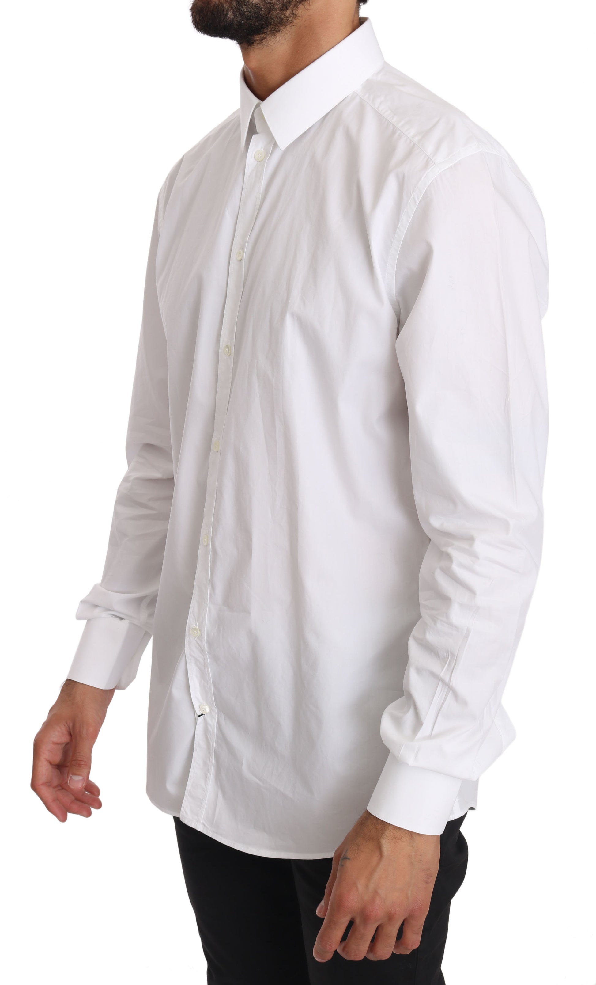 Elegant Slim Fit Dress Shirt in Pure White - GlamHub Luxury and Icon Brand Clothing