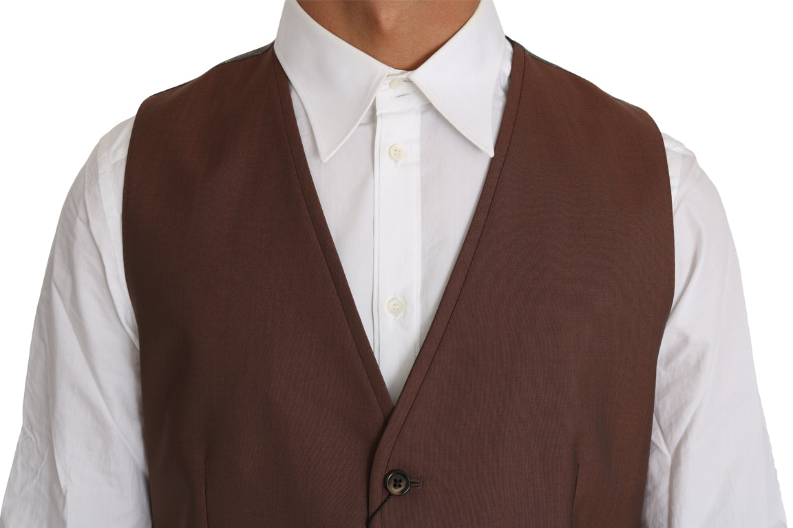 Sleek Bronze & Gray Formal Vest Slim Fit - GlamHub Luxury and Icon Brand Clothing