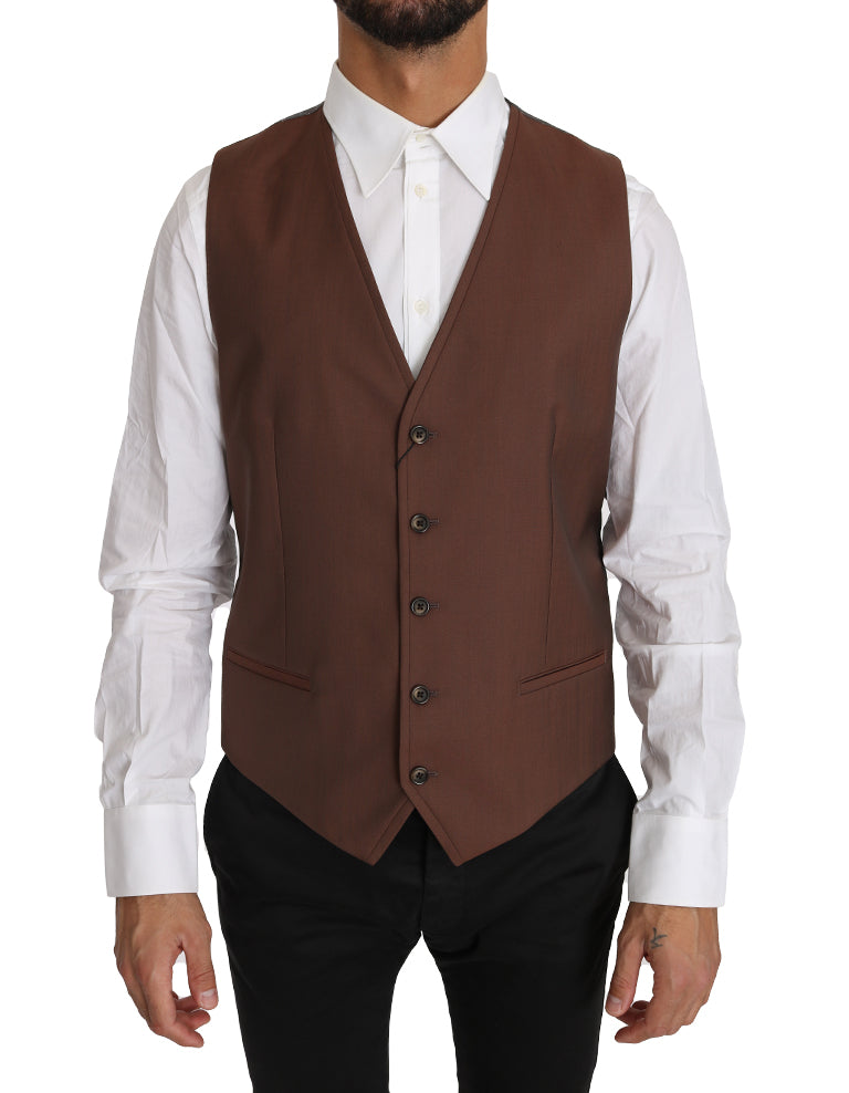 Sleek Bronze & Gray Formal Vest Slim Fit - GlamHub Luxury and Icon Brand Clothing