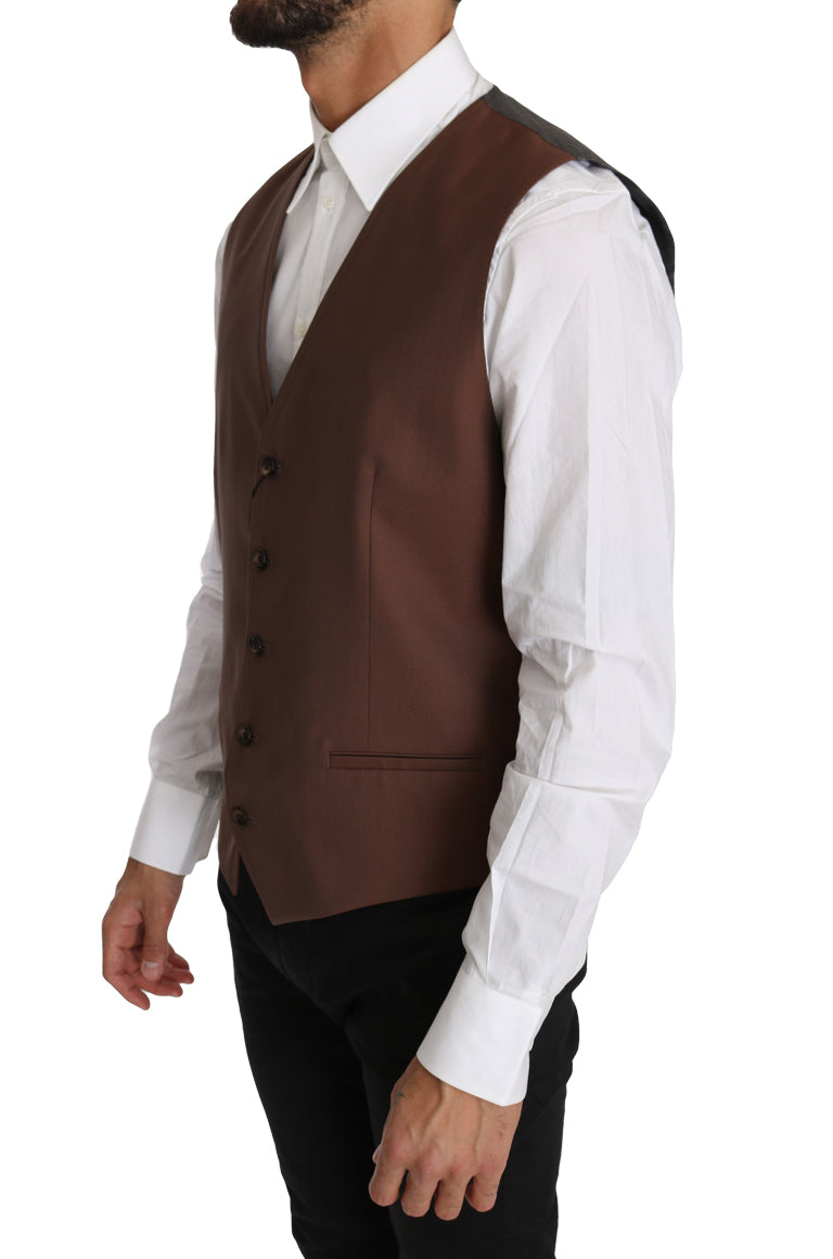 Sleek Bronze & Gray Formal Vest Slim Fit - GlamHub Luxury and Icon Brand Clothing