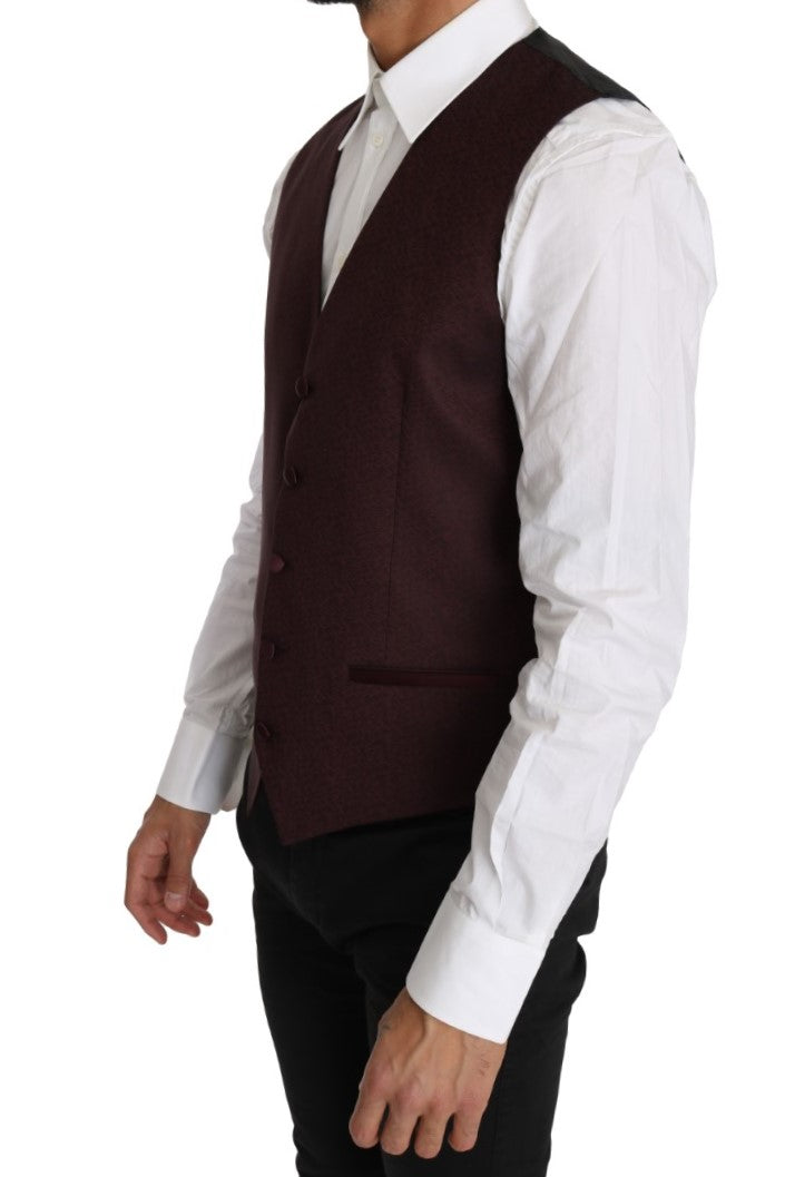 Elegant Purple Patterned Men's Formal Vest - GlamHub Luxury and Icon Brand Clothing