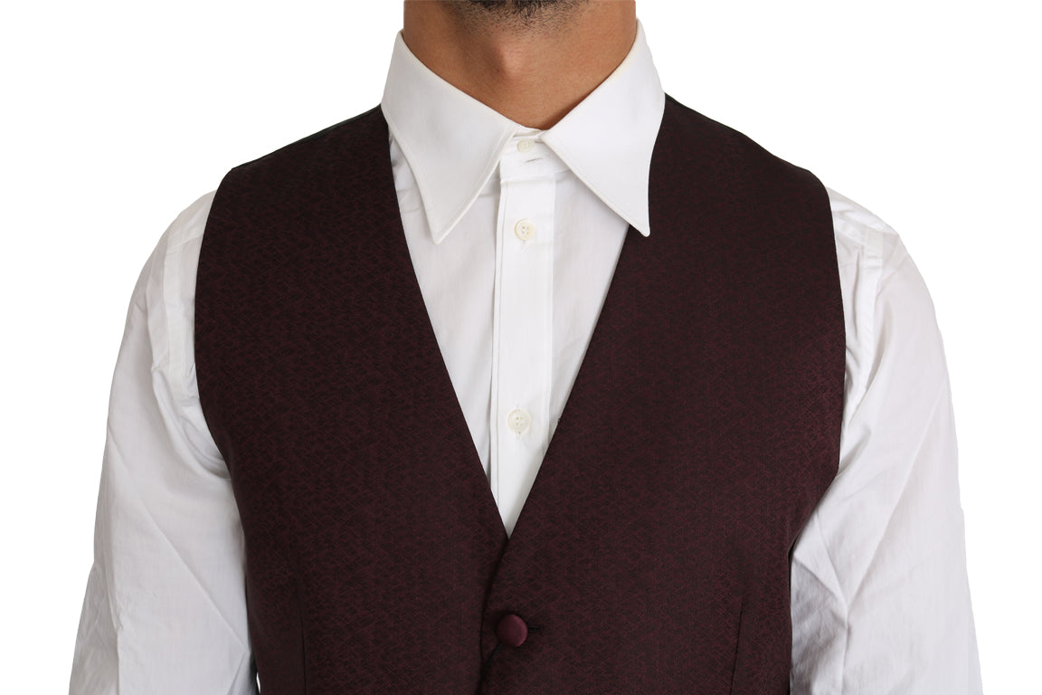 Elegant Purple Patterned Men's Formal Vest - GlamHub Luxury and Icon Brand Clothing