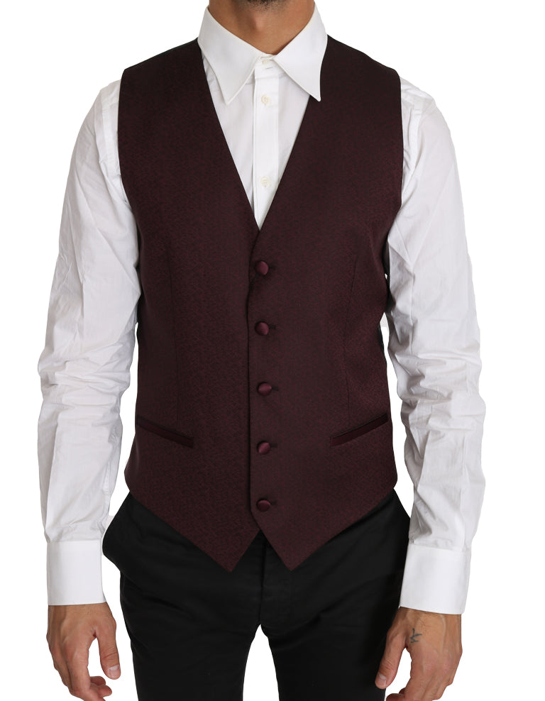 Elegant Purple Patterned Men's Formal Vest - GlamHub Luxury and Icon Brand Clothing