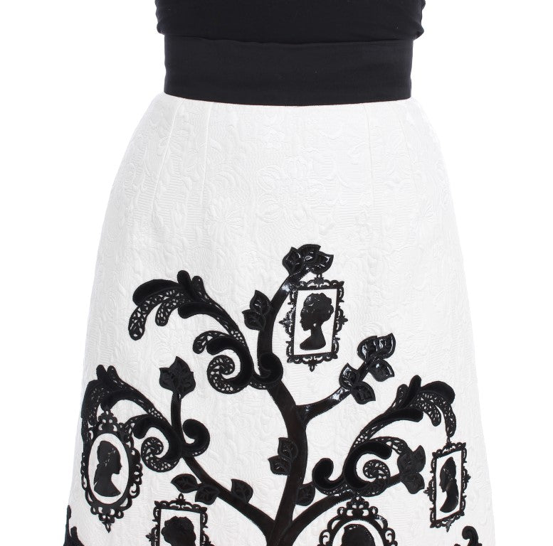 Elegant Floral Brocade High-Waist Skirt - GlamHub Luxury and Icon Brand Clothing