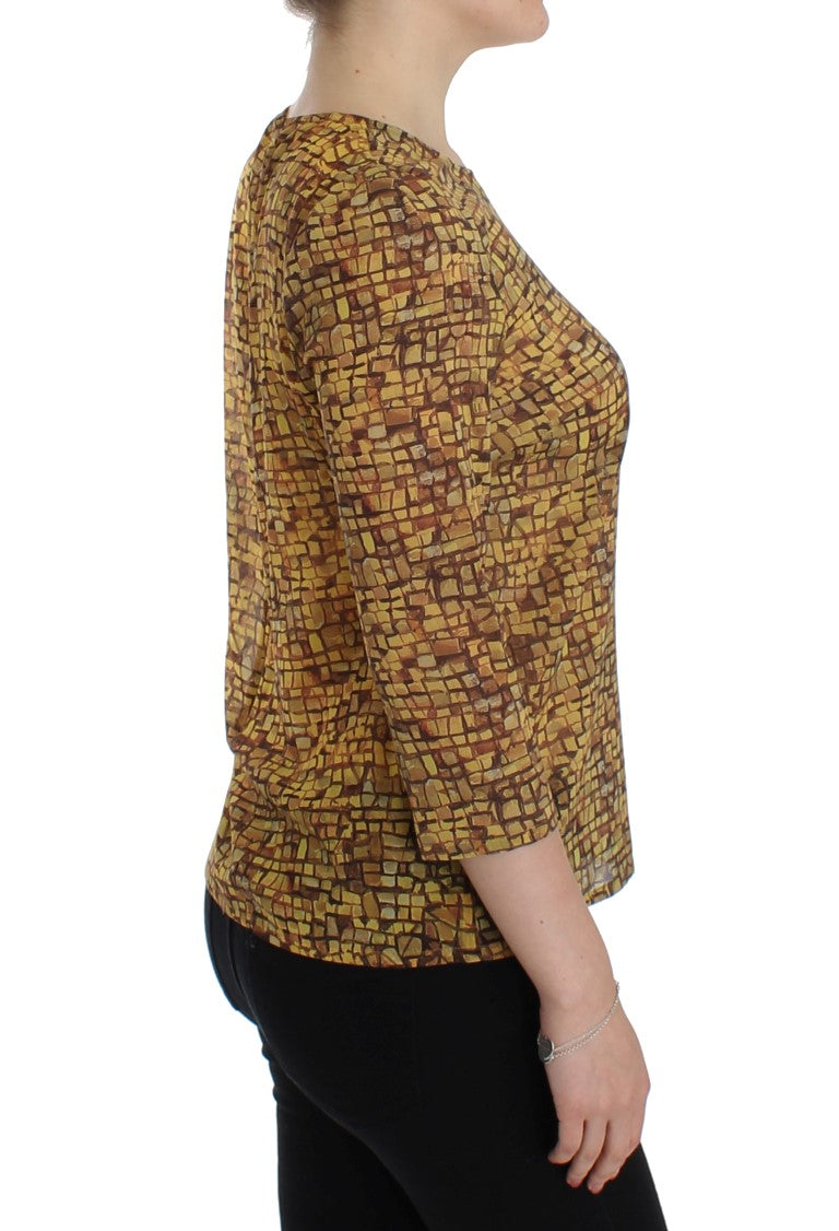 Sicilian Mosaic Print Silk Blouse - GlamHub Luxury and Icon Brand Clothing