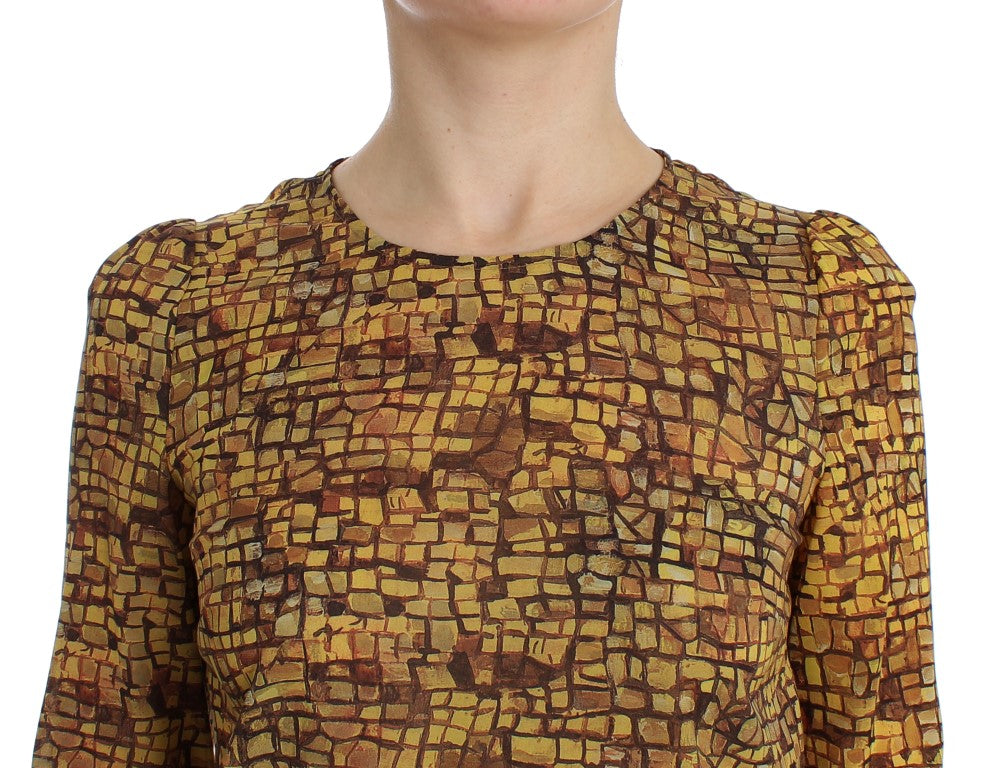 Sicilian Mosaic Print Silk Blouse - GlamHub Luxury and Icon Brand Clothing