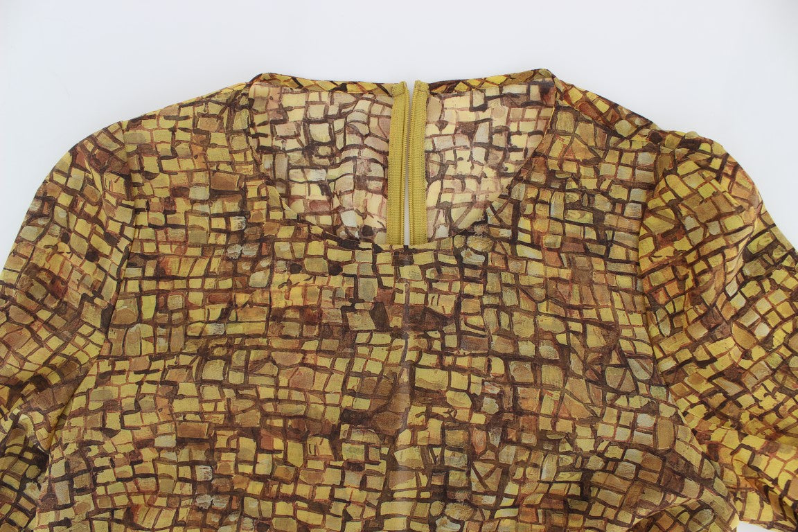 Sicilian Mosaic Print Silk Blouse - GlamHub Luxury and Icon Brand Clothing