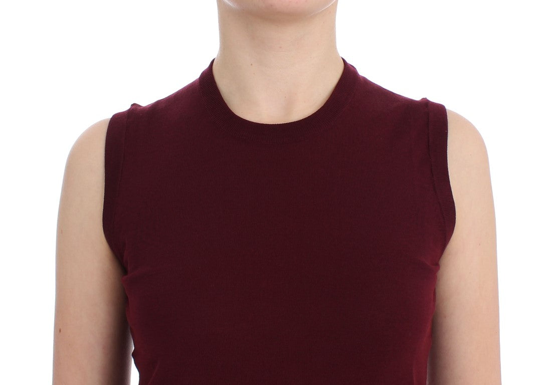 Elegant Red Wool Sleeveless Pullover Vest - GlamHub Luxury and Icon Brand Clothing