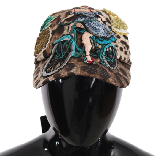 Elegant Sequined Leopard Baseball Cap - GlamHub Luxury and Icon Brand Clothing