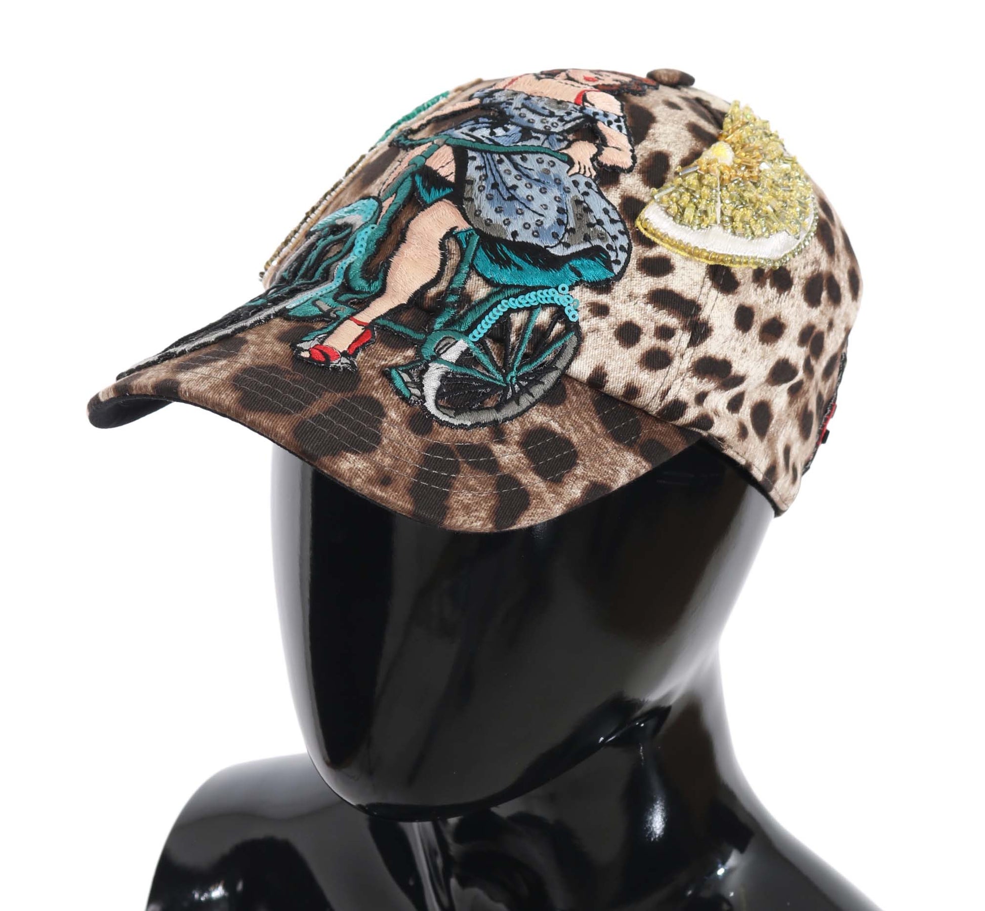 Elegant Sequined Leopard Baseball Cap - GlamHub Luxury and Icon Brand Clothing