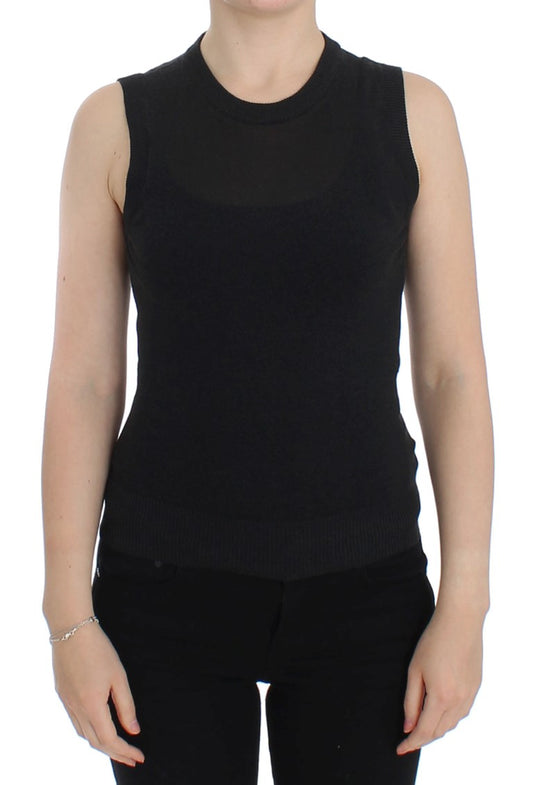 Elegant Black Sleeveless Pullover Vest - GlamHub Luxury and Icon Brand Clothing