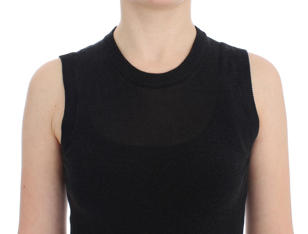 Elegant Black Sleeveless Pullover Vest - GlamHub Luxury and Icon Brand Clothing