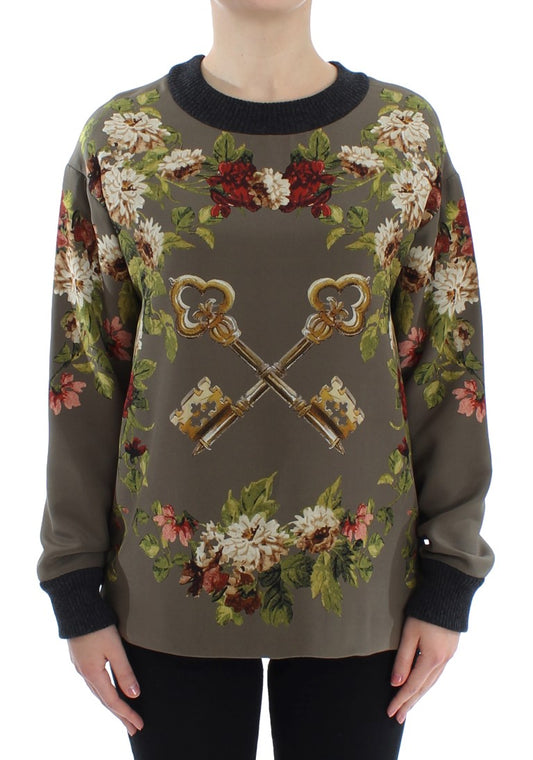 Enchanted Sicily Silk Crewneck Blouse - GlamHub Luxury and Icon Brand Clothing