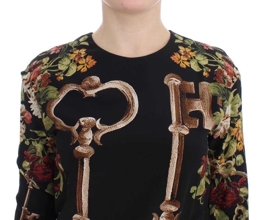 Elegant Medieval Print Silk Blouse - GlamHub Luxury and Icon Brand Clothing