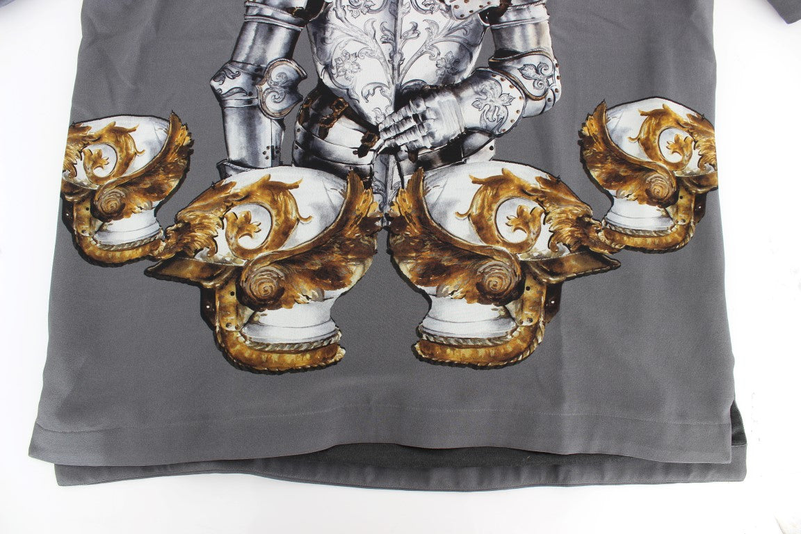 Enchanted Sicily Silk Blouse with Knight Print - GlamHub Luxury and Icon Brand Clothing