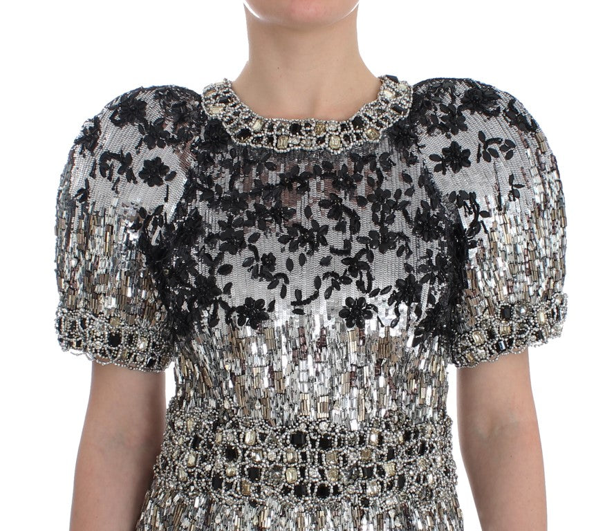 Silver Crystal Embellished Shift Dress Masterpiece - GlamHub Luxury and Icon Brand Clothing