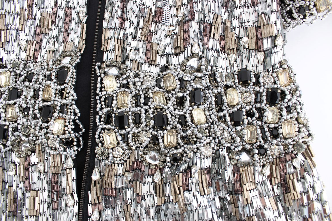 Silver Crystal Embellished Shift Dress Masterpiece - GlamHub Luxury and Icon Brand Clothing