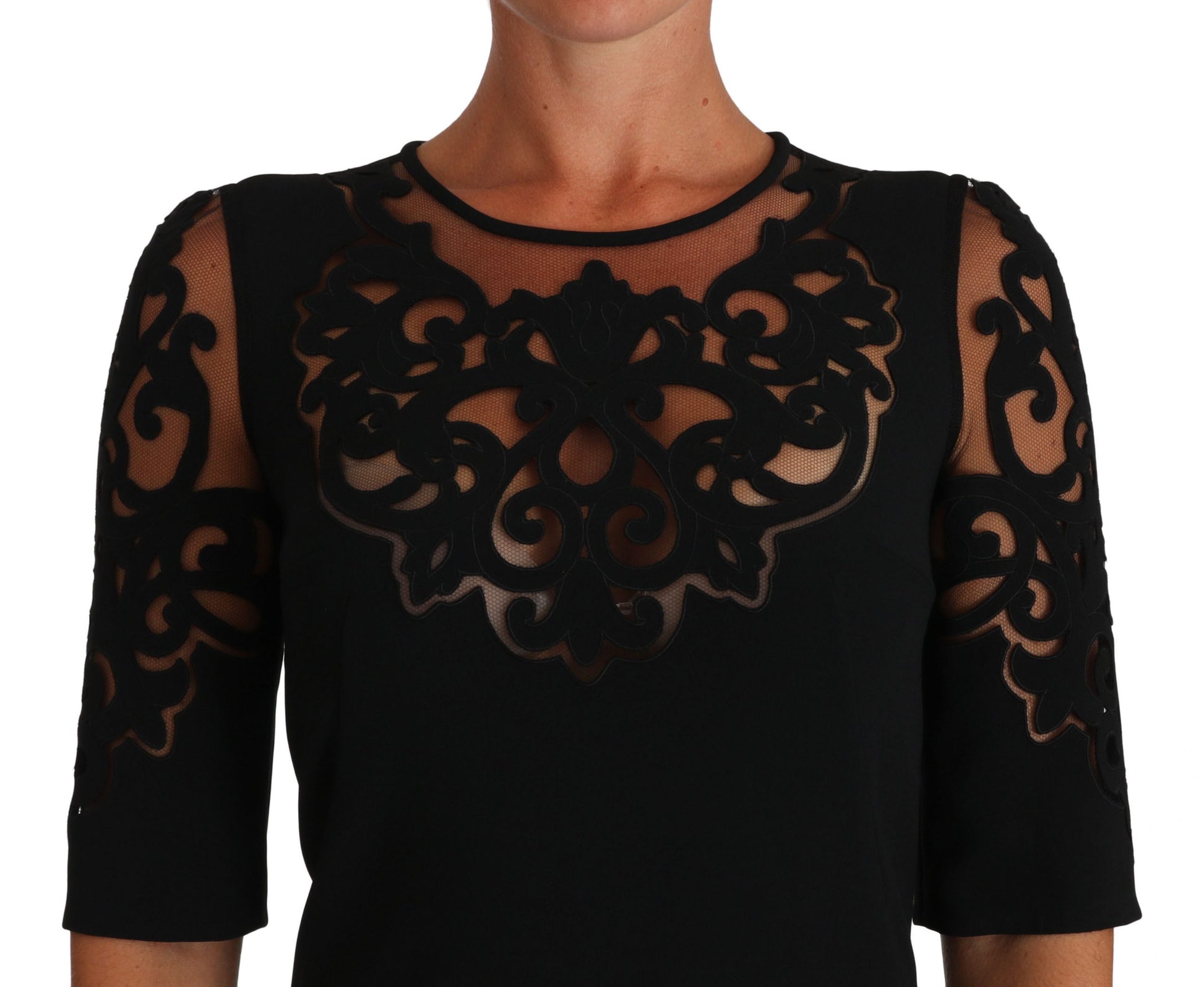 Elegant Black Cut-Out Detail Dress - GlamHub Luxury and Icon Brand Clothing