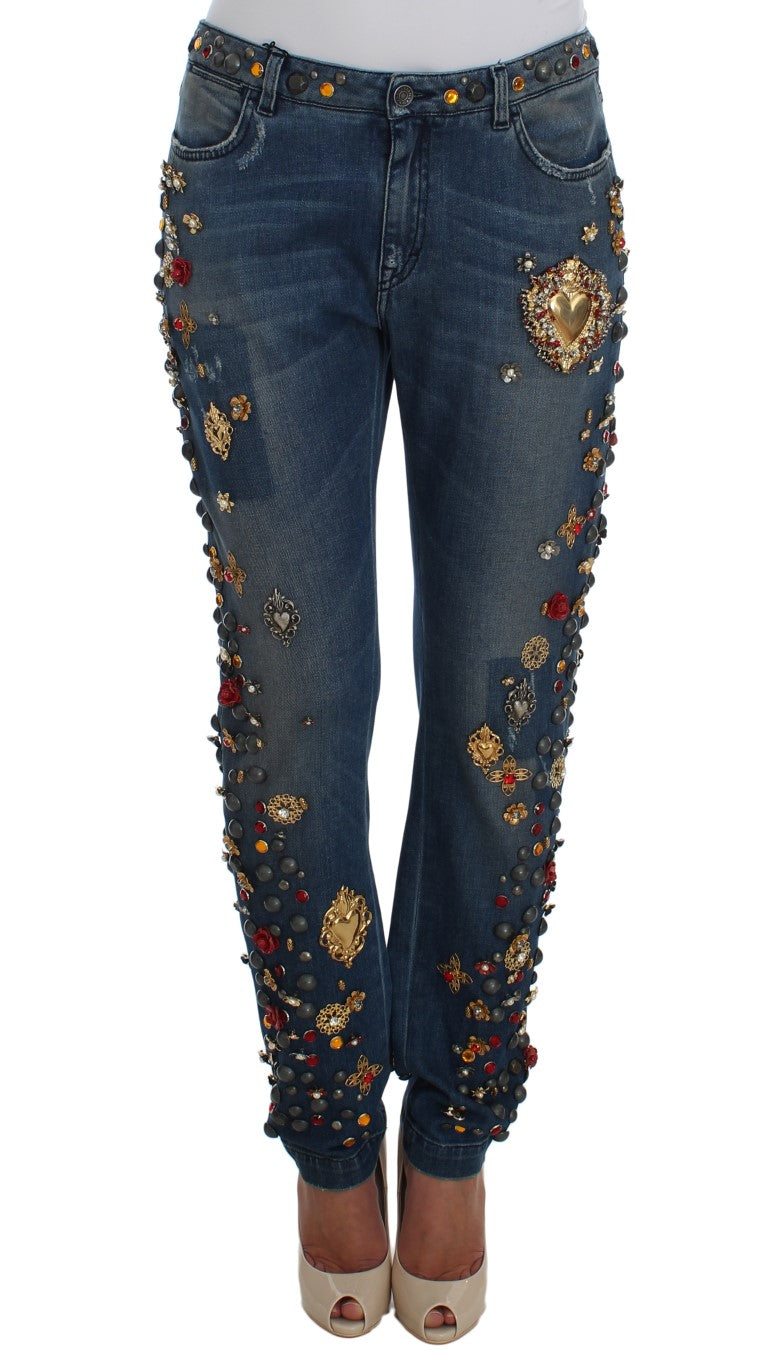 Enchanted Sicily Embellished Boyfriend Jeans - GlamHub Luxury and Icon Brand Clothing