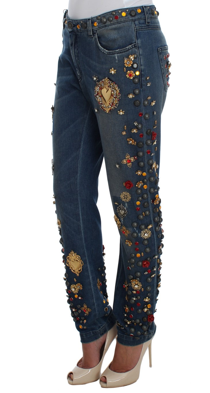 Enchanted Sicily Embellished Boyfriend Jeans - GlamHub Luxury and Icon Brand Clothing