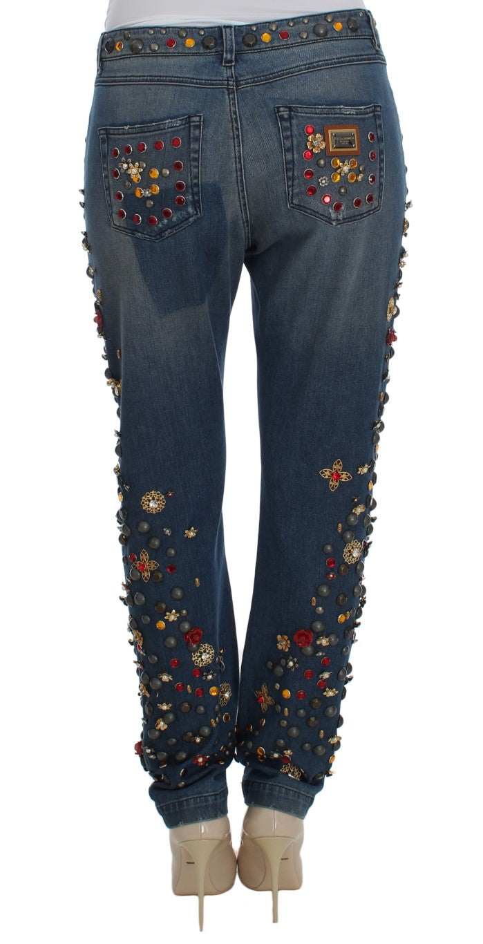 Enchanted Sicily Embellished Boyfriend Jeans - GlamHub Luxury and Icon Brand Clothing