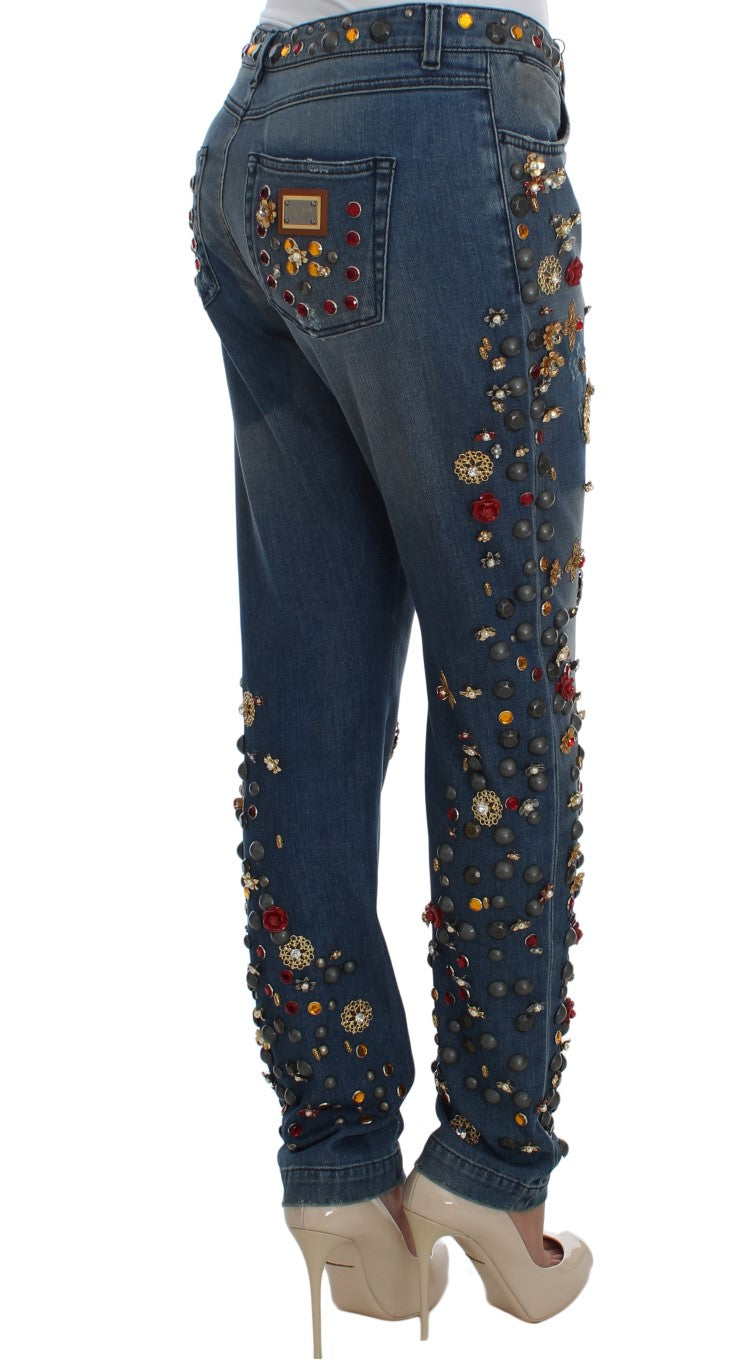 Enchanted Sicily Embellished Boyfriend Jeans - GlamHub Luxury and Icon Brand Clothing