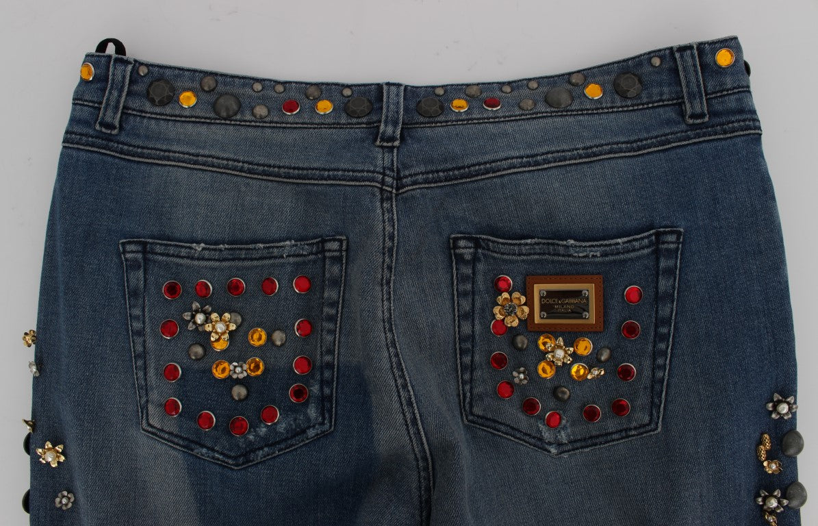 Enchanted Sicily Embellished Boyfriend Jeans - GlamHub Luxury and Icon Brand Clothing