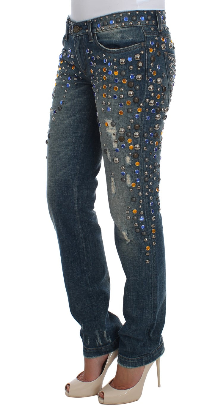 Enchanted Sicily Crystal Embellished Jeans - GlamHub Luxury and Icon Brand Clothing