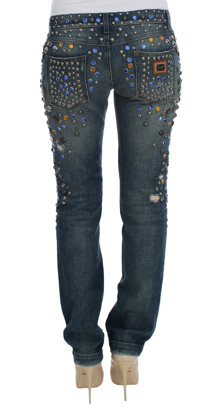 Enchanted Sicily Crystal Embellished Jeans - GlamHub Luxury and Icon Brand Clothing