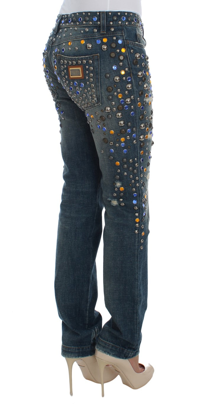 Enchanted Sicily Crystal Embellished Jeans - GlamHub Luxury and Icon Brand Clothing