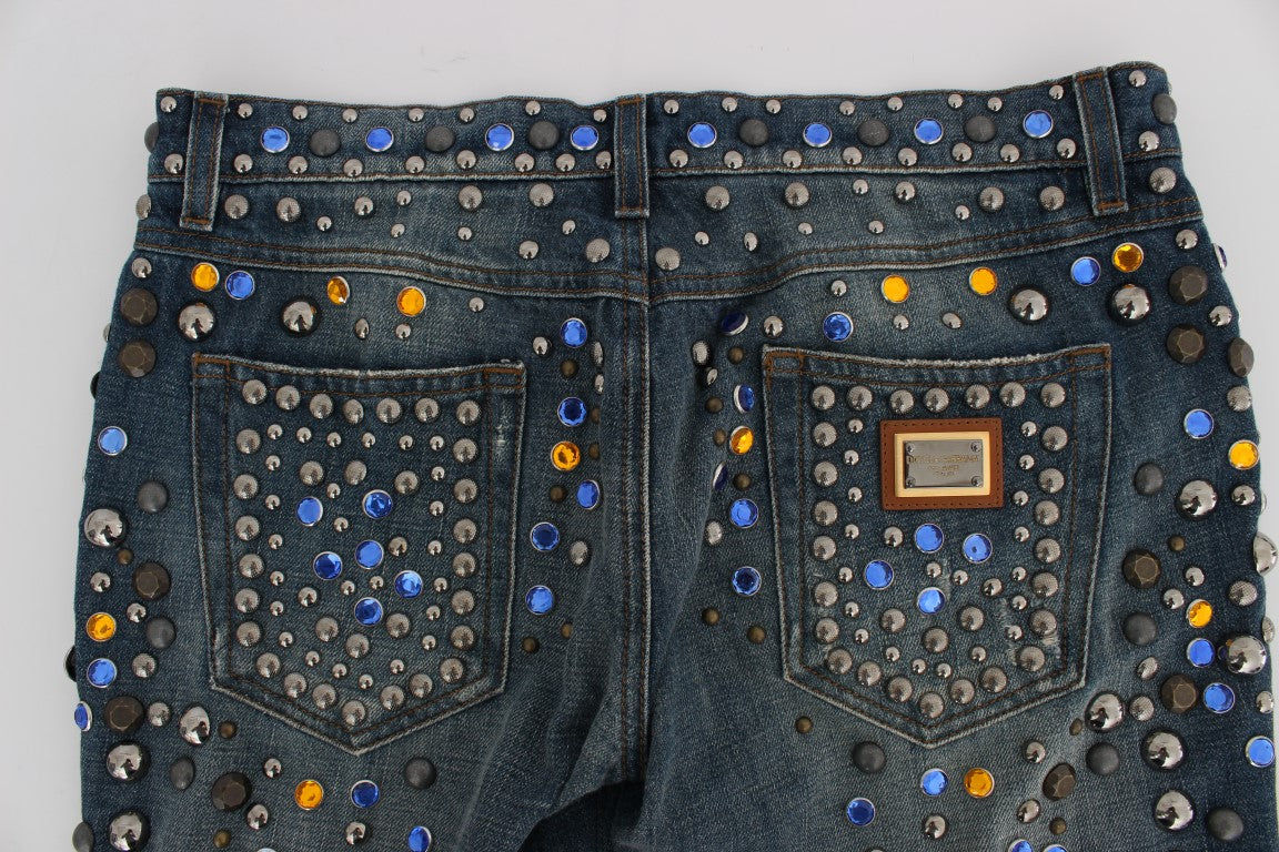 Enchanted Sicily Crystal Embellished Jeans - GlamHub Luxury and Icon Brand Clothing