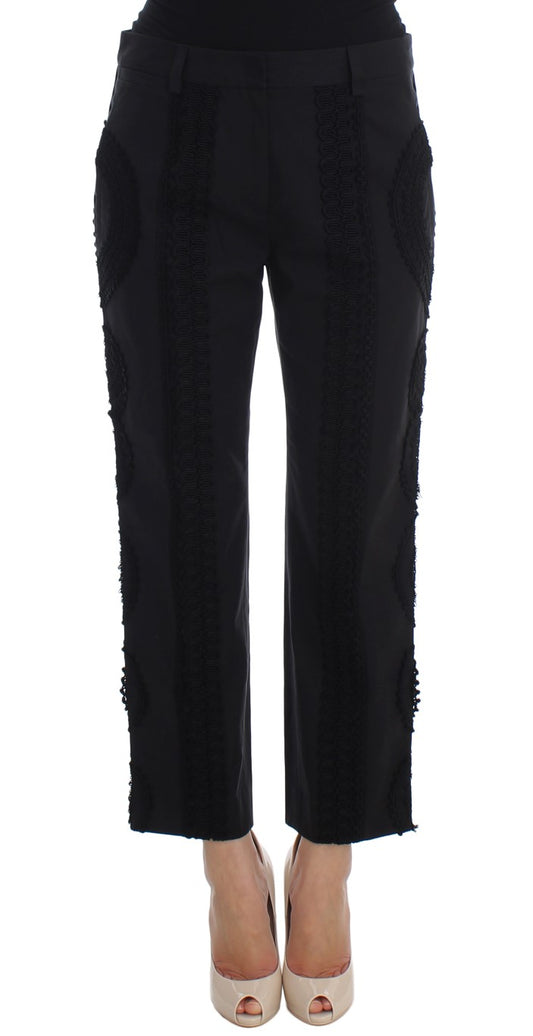 Elegant Black Torero Capri Pants - GlamHub Luxury and Icon Brand Clothing